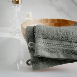 EMINZA Lot de 2 gants de toilette coton bio (15 x 21 cm) Méline Vert romarin Discount
