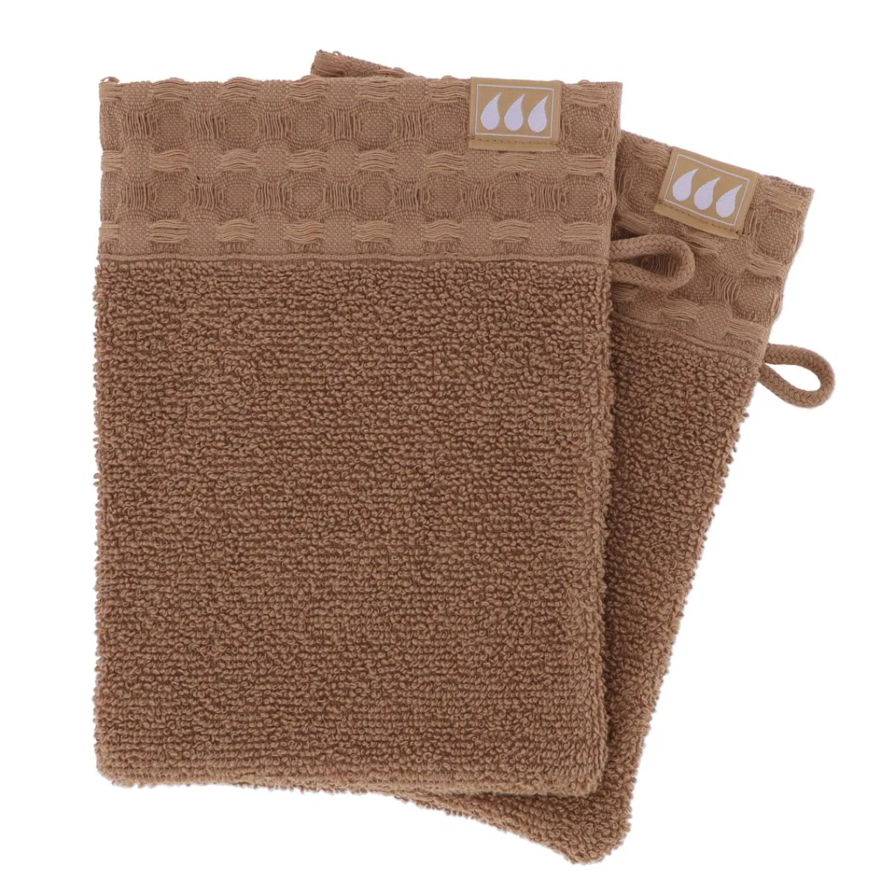 TENDANCE Lot de 2 gants de toilette coton (15 x 21 cm) Season Color Caramel