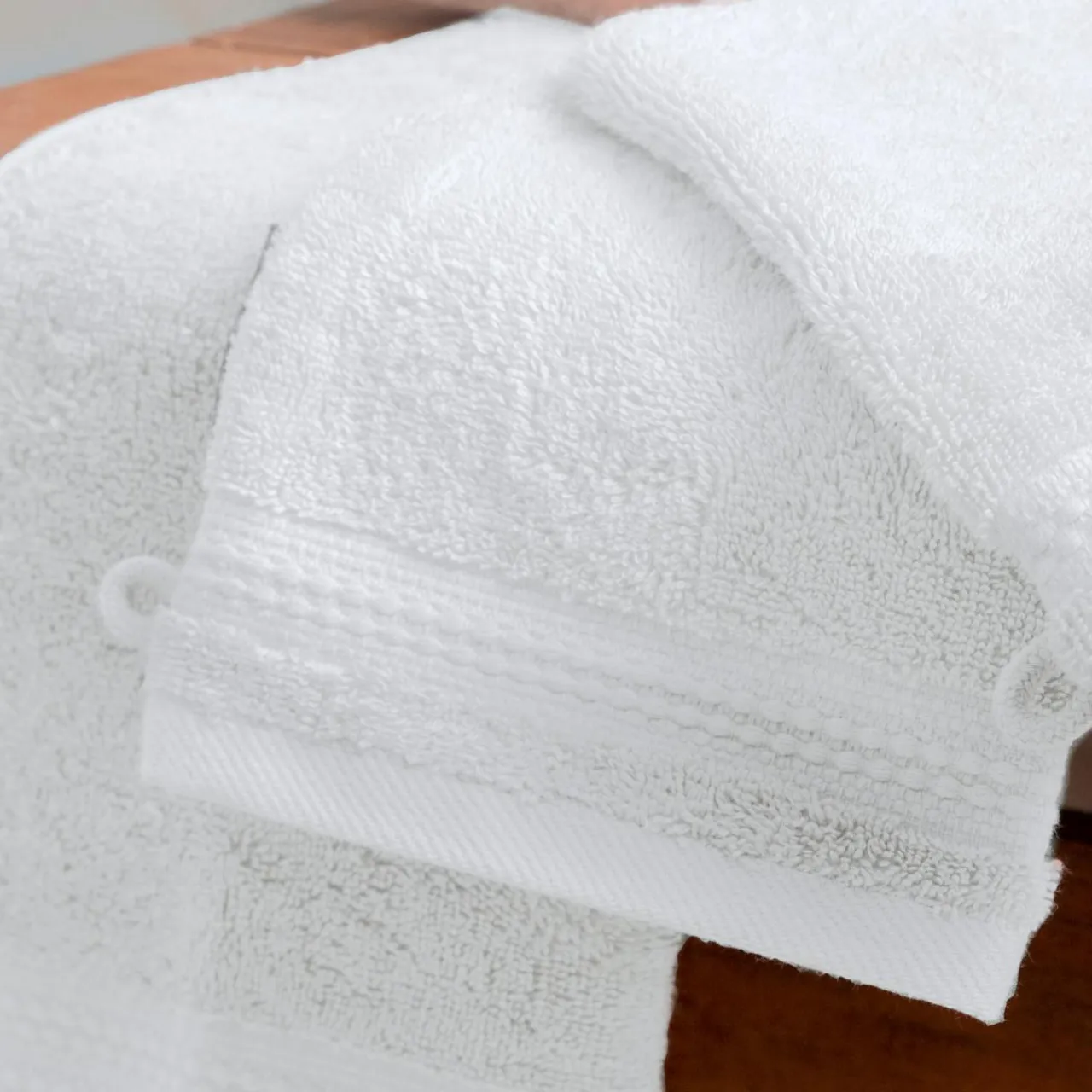 EMINZA Lot de 2 gants de toilette coton bio (15 x 21 cm) Méline chantilly Blanc Best