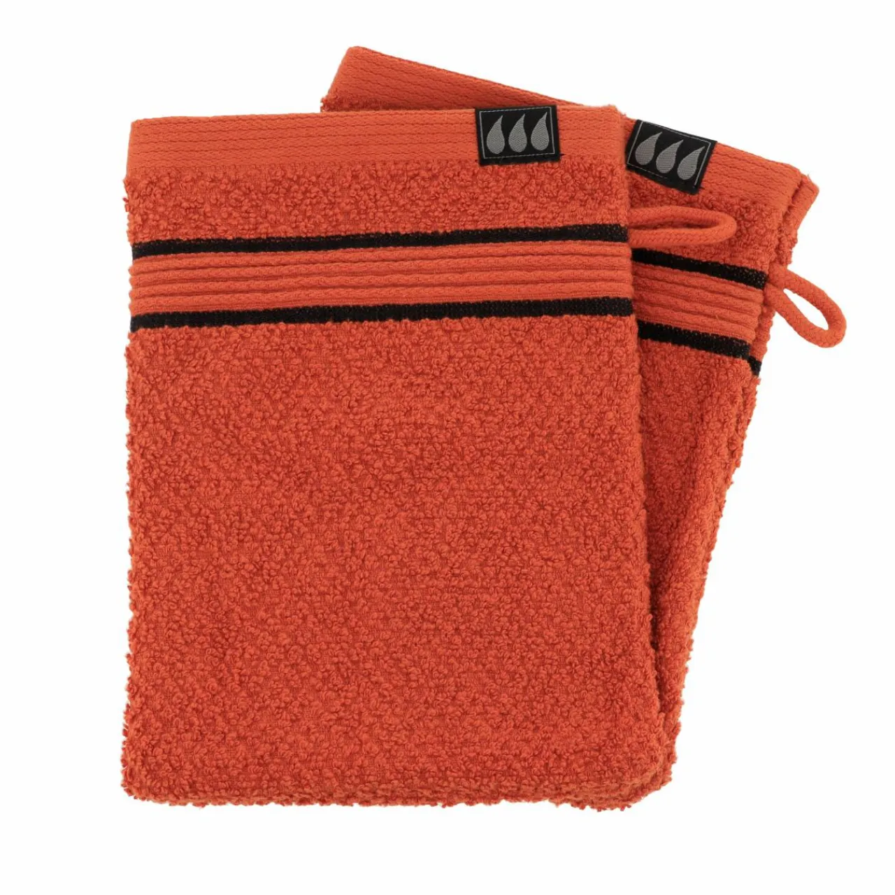 TENDANCE Lot de 2 gants de toilette coton (15 x 21 cm) Black Line Joia / noir Terracotta