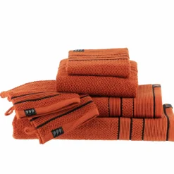 TENDANCE Lot de 2 gants de toilette coton (15 x 21 cm) Black Line Joia / noir Terracotta