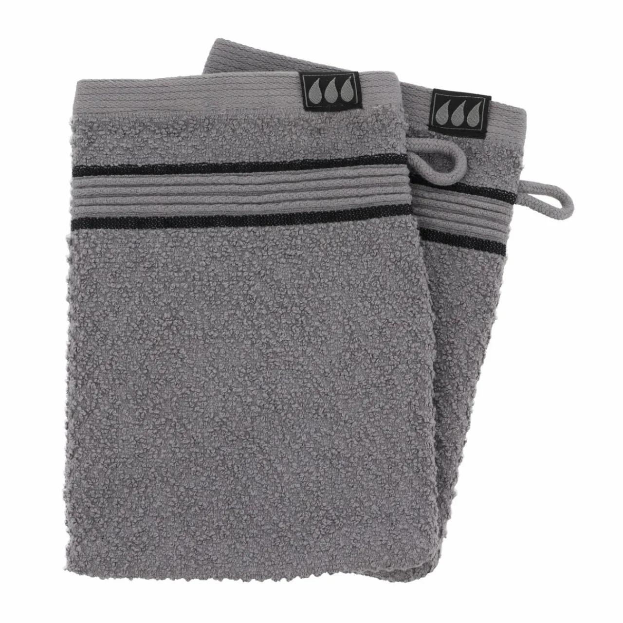 TENDANCE Lot de 2 gants de toilette coton (15 x 21 cm) Black Line Joia / noir Gris New