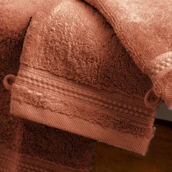 EMINZA Lot de 2 gants de toilette coton bio (15 x 21 cm) Méline Terracotta