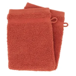 TENDANCE Lot de 2 gants de toilette coton (15 x 21 cm) Timeless Terracotta Discount