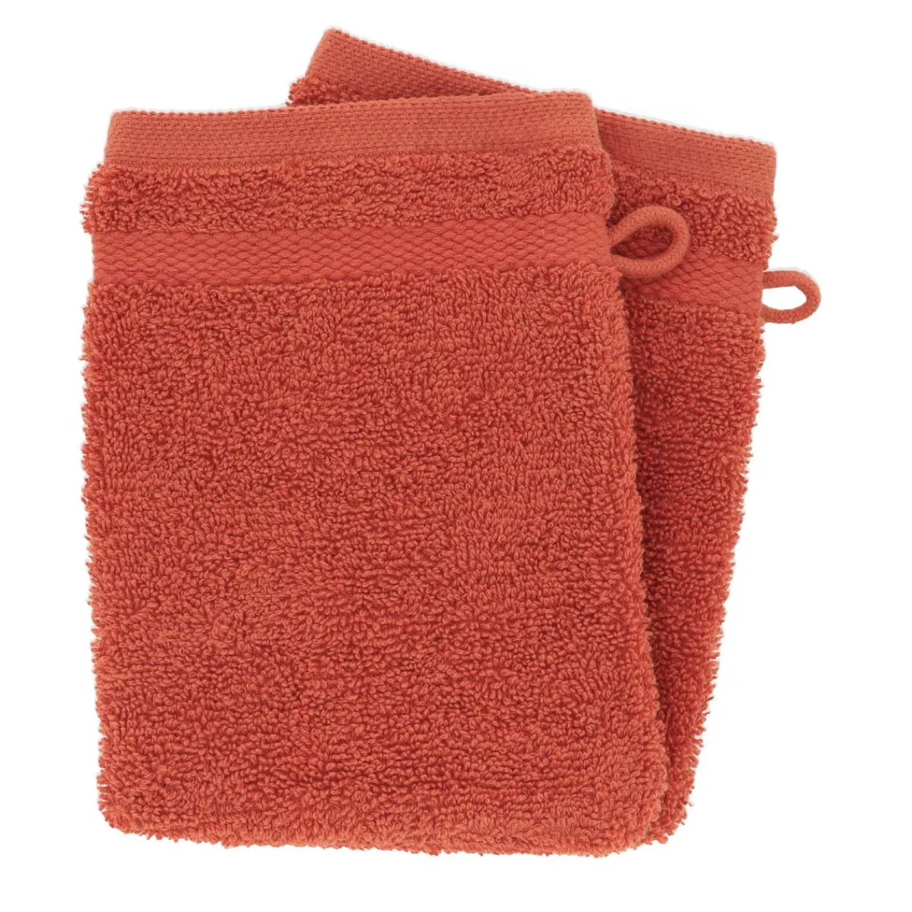 TENDANCE Lot de 2 gants de toilette coton (15 x 21 cm) Timeless Terracotta Discount