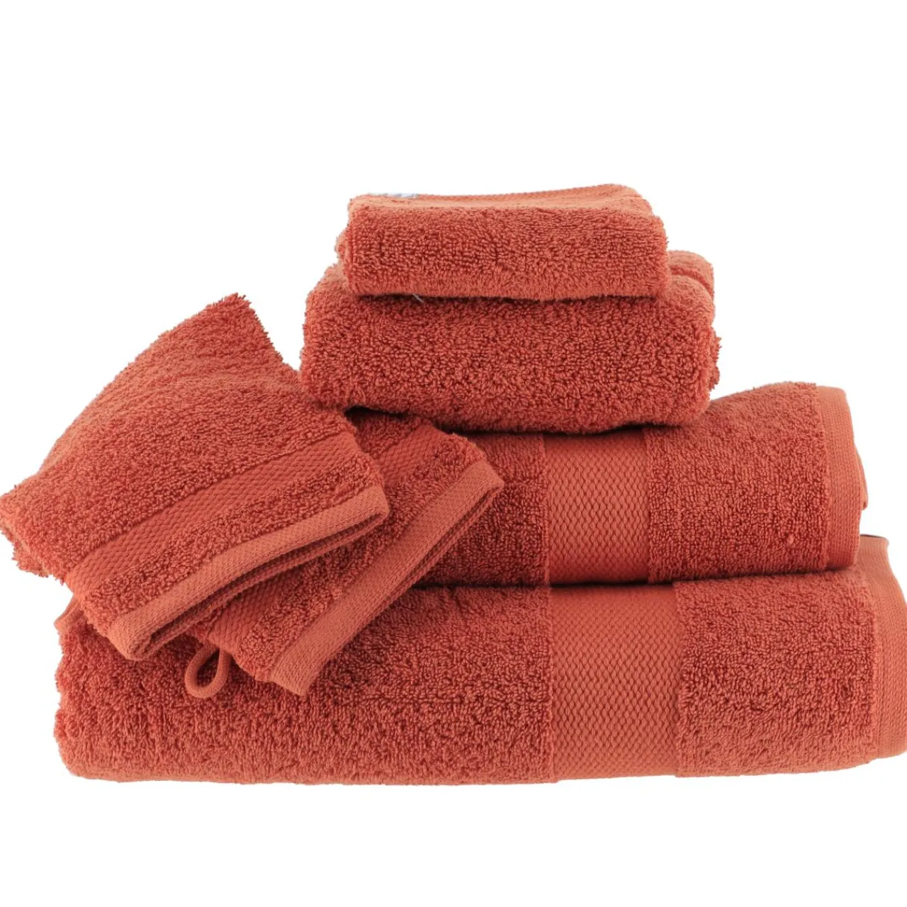 TENDANCE Lot de 2 gants de toilette coton (15 x 21 cm) Timeless Terracotta Discount