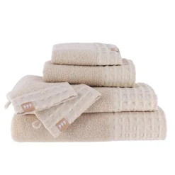 TENDANCE Lot de 2 gants de toilette coton (15 x 21 cm) Season Color Beige Hot