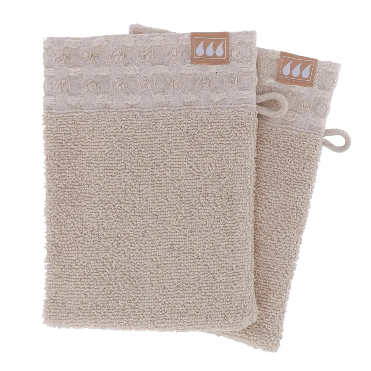 TENDANCE Lot de 2 gants de toilette coton (15 x 21 cm) Season Color Beige Hot
