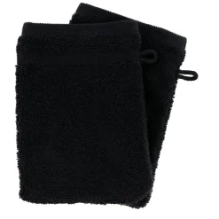 TENDANCE Lot de 2 gants de toilette coton (15 x 21 cm) Timeless Noir Outlet