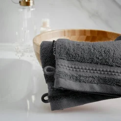EMINZA Lot de 2 gants de toilette coton bio (15 x 21 cm) Méline Gris orage Gris foncé Clearance