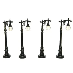 KAEMINGK Lot de 4 lampadaires illuminés (H10 cm) Anciens pour aménager un village Online