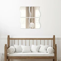 TENDANCE Lot de 4 miroirs adhésifs (H30 cm) Vagues Discount