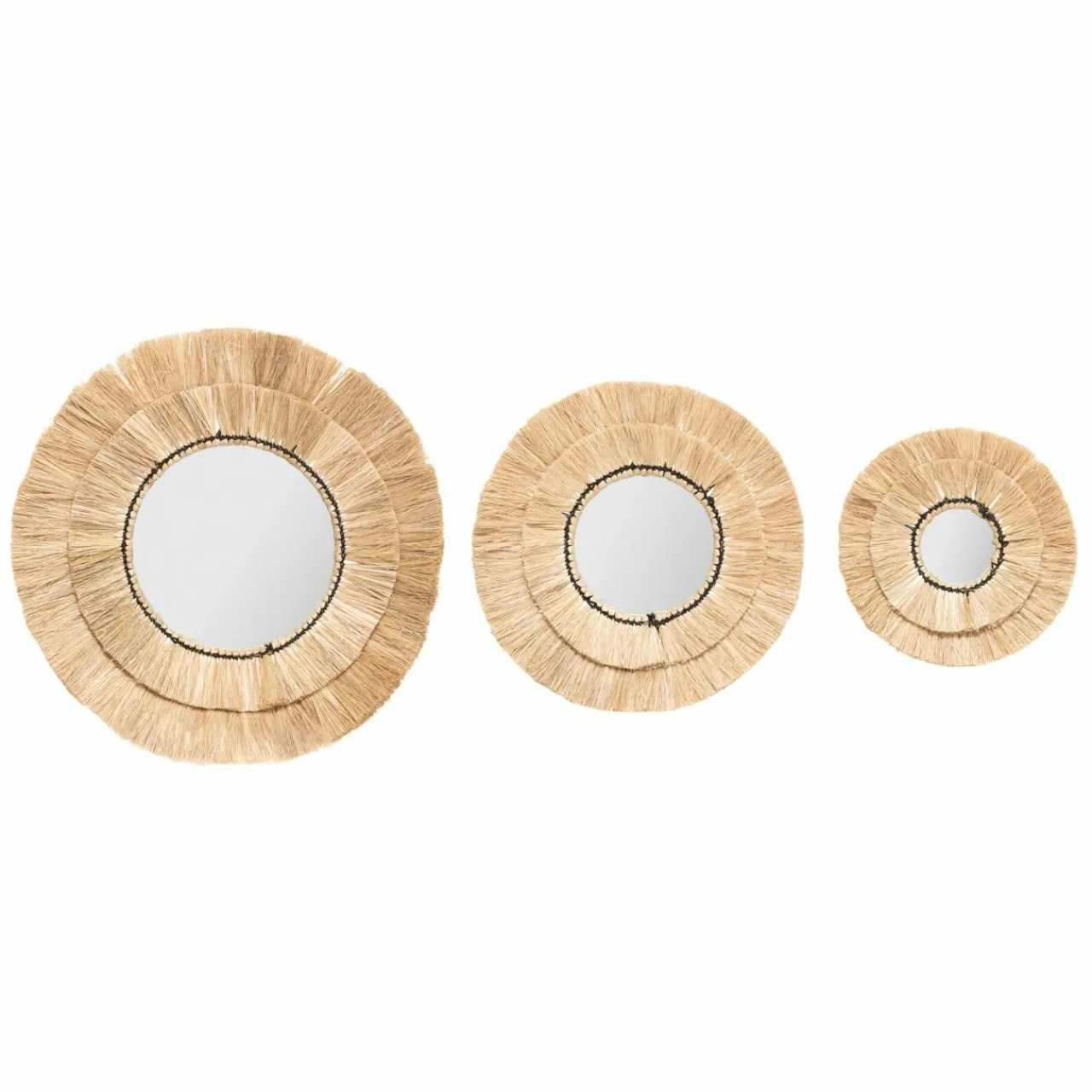 ATMOSPHERA Lot de 3 miroirs (D20-30-40 cm) Alba Naturel Hot