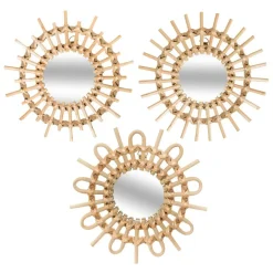 ATMOSPHERA Lot de 3 miroirs (D28 cm) Soleil Rotin Naturel Sale