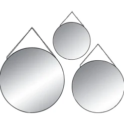 ATMOSPHERA Lot de 3 miroirs en métal (D29 cm) Ovalia Noir