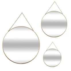 ATMOSPHERA Lot de 3 miroirs en métal (D29 cm) Ovalia Or Hot