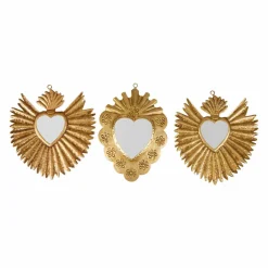 OSTARIA Lot de 3 miroirs en métal (H20 cm) Exvoto Or Outlet