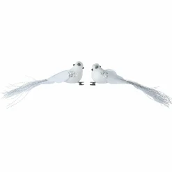 KAEMINGK Lot de 2 oiseaux du Paradis (H4,5 cm) Blanc Discount