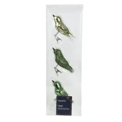 KAEMINGK Lot de 3 Oiseaux en verre (8 cm) Christmas Bird Vert Sale