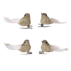 KAEMINGK Lot de 4 oiseaux (H5 cm) Caribana Or New