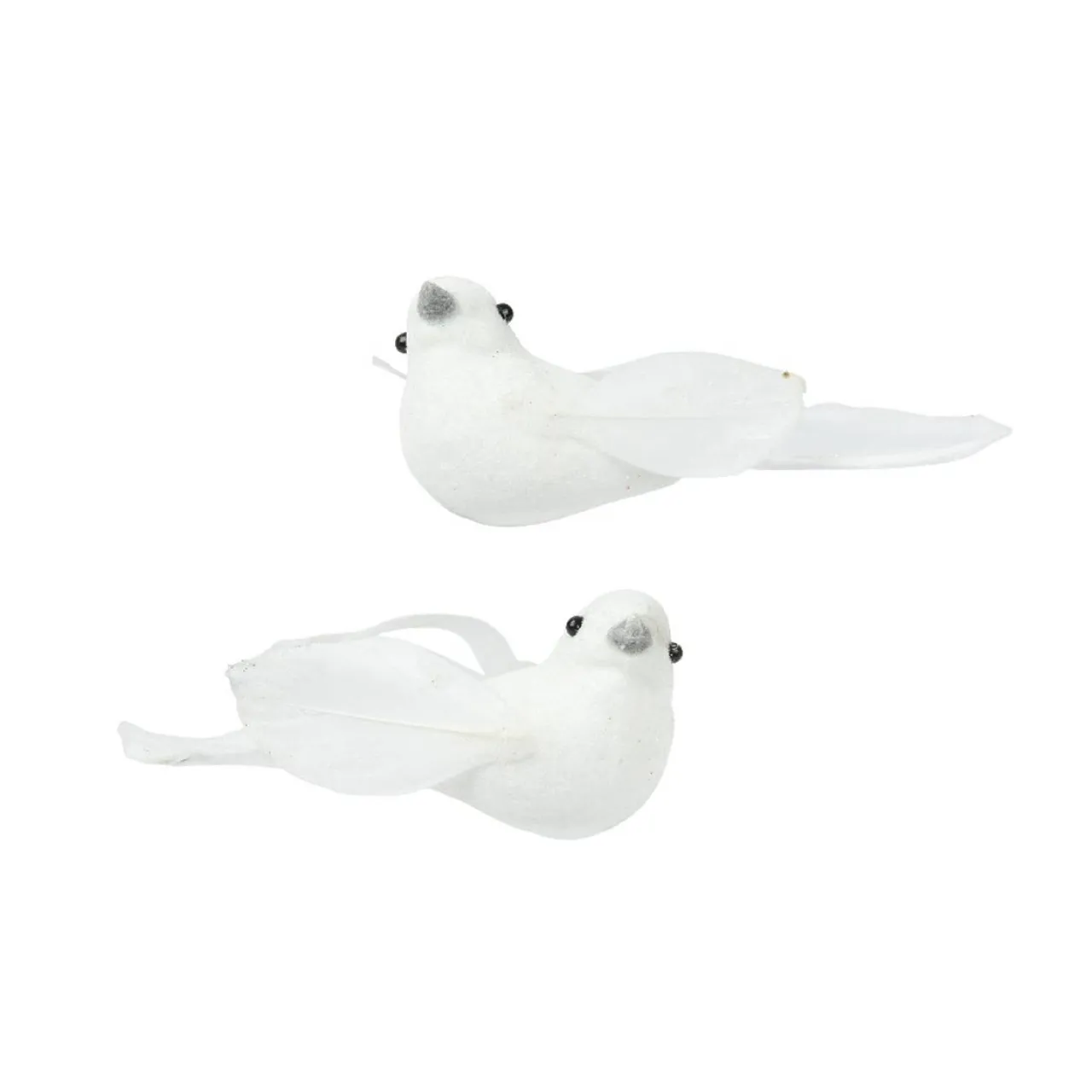 KAEMINGK Lot de 2 Oiseaux sur pince (L11 cm) Niseko d'hiver Blanc Clearance