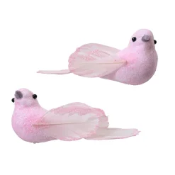 KAEMINGK Lot de 2 Oiseaux sur pince (L11 cm) Niseko poudré Rose Sale