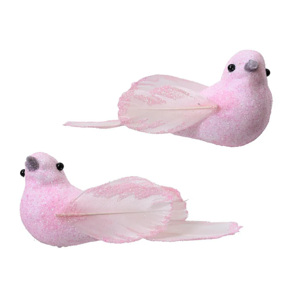 KAEMINGK Lot de 2 Oiseaux sur pince (L11 cm) Niseko poudré Rose Sale