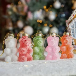 KAEMINGK Lot de 5 Oursons en verre (H8 cm) Bonbons Gourmandise Multicolore Clearance