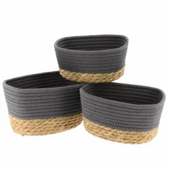 TENDANCE Lot de 3 paniers de rangement (H13 cm) Timeless Gris Discount