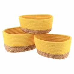 TENDANCE Lot de 3 paniers de rangement (H13 cm) Timeless Jaune moutarde Discount