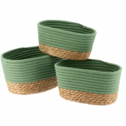 TENDANCE Lot de 3 paniers de rangement (H13 cm) Timeless Vert Vert kaki Clearance