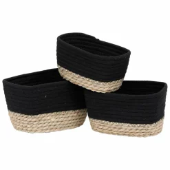 TENDANCE Lot de 3 paniers de rangement (H13 cm) Timeless Noir Discount