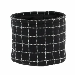 TENDANCE Lot de 3 paniers de rangement (H17 cm) Carreaux Noir