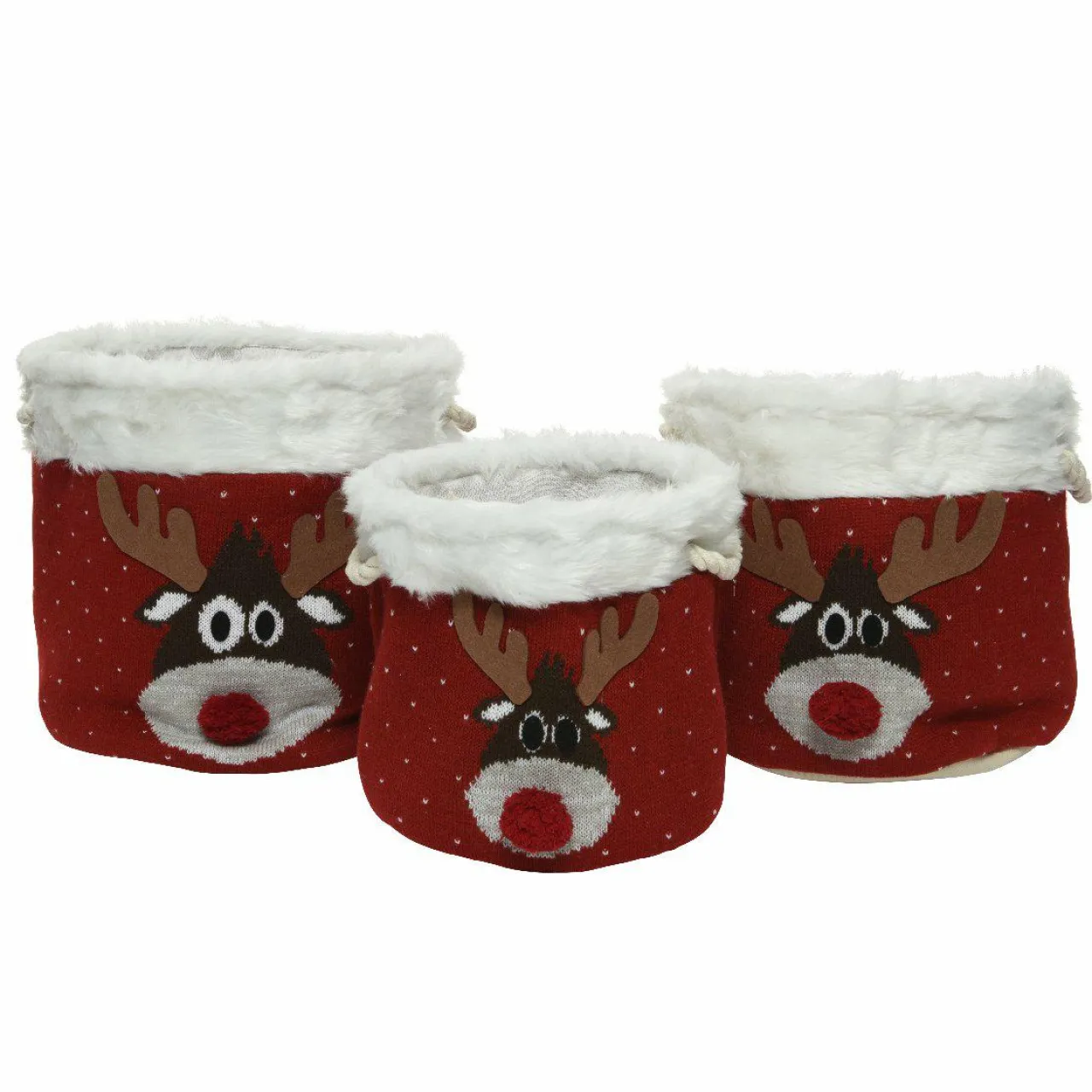 KAEMINGK Lot de 3 paniers de rangement (H35 cm) Têtes de Renne Rouge Online