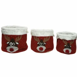 KAEMINGK Lot de 3 paniers de rangement (H35 cm) Têtes de Renne Rouge Online