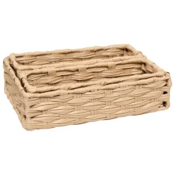 5 Five Simply Smart Lot de 3 paniers de rangement tressés bas (27 x 20 cm) Garlic Beige New