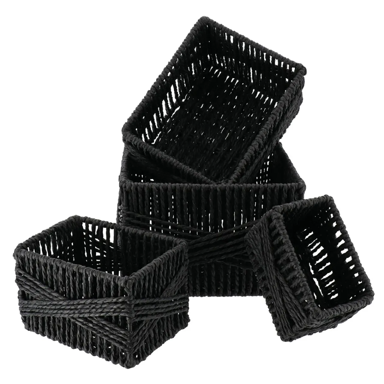 TENDANCE Lot de 4 paniers de rangement (21 x H14 cm) Paper Noir Best