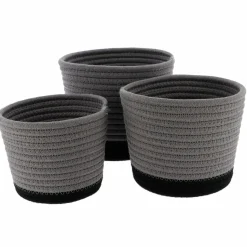 TENDANCE Lot de 3 paniers (H16 cm) Black Line /Noir Gris New