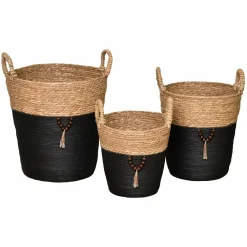 TENDANCE Lot de 3 paniers à linge (H45 cm) Jya Noir Outlet