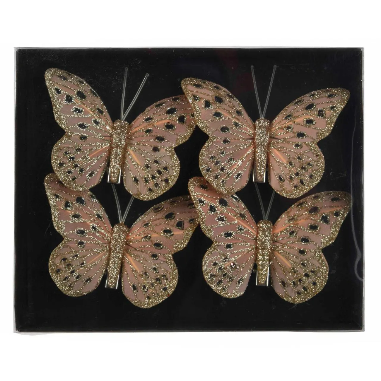 KAEMINGK Lot de 4 Papillons sur pince (H6 cm) Papillon des neiges Rose poudré Discount