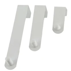 TENDANCE Lot de 3 patères de porte acier inoxydable (H7-13-19 cm) Blanc