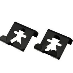 TENDANCE Lot de 2 patères à suspendre métal (H5 cm) Bonhommes Noir Outlet