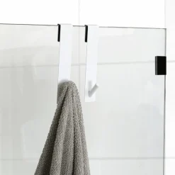 TENDANCE Lot de 2 patères à suspendre spécial paroi de douche (H18 cm) Blanc Outlet