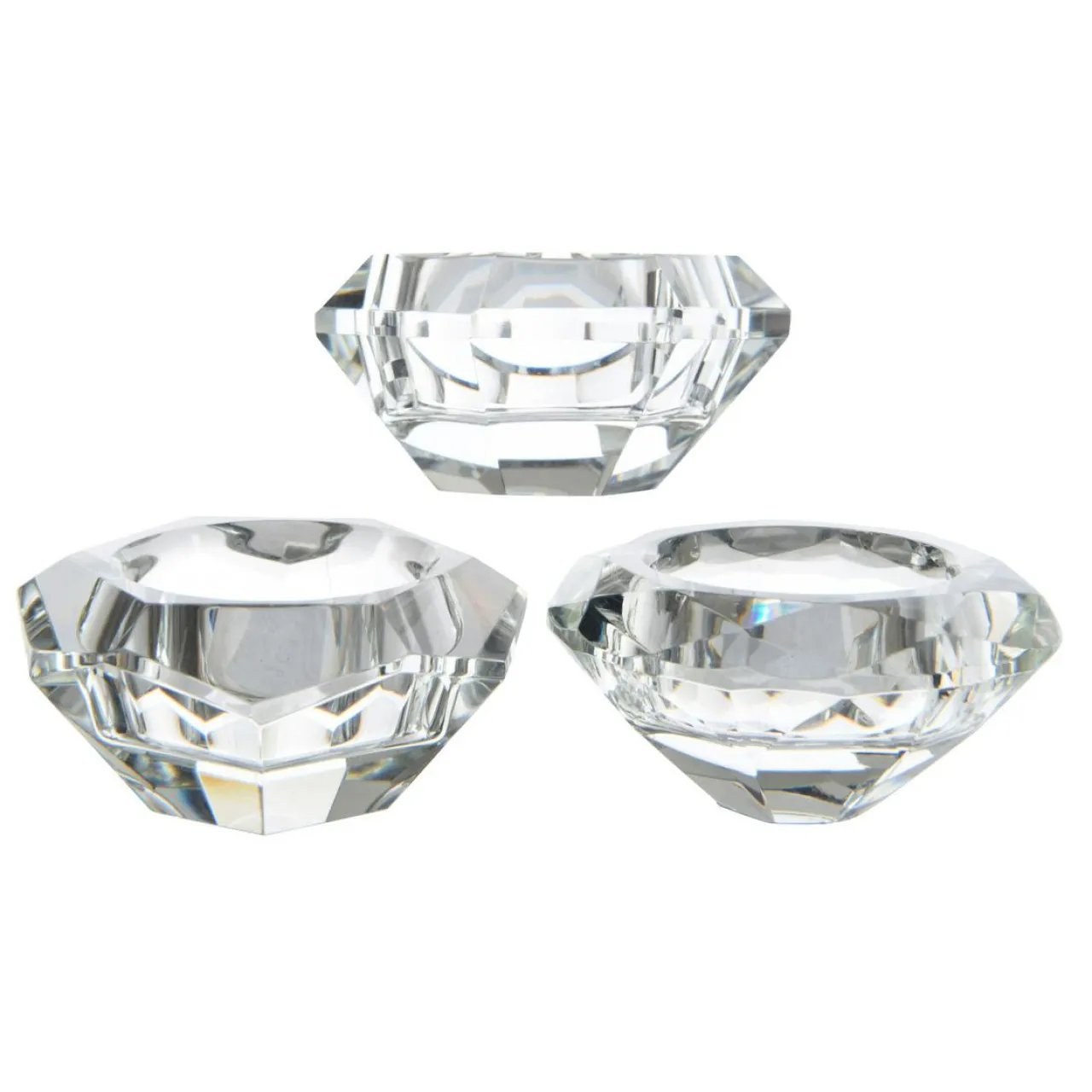 KAEMINGK Lot de 12 photophores en verre (D7 cm) Diamant cristal Transparent Best