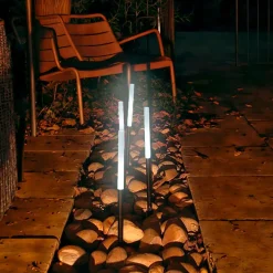 BLACHERE Lot de 4 piques lumineux de jardin (H51,5 cm) Cylindre Blanc froid Noir Best