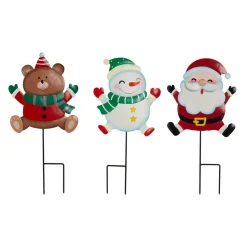 CHRISTMAS DREAM Lot de 3 piquets de jardin en métal (H50 cm) Copains de Noël Multicolore Discount
