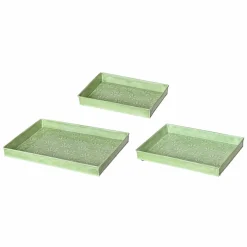 #N/A Lot de 3 plateaux décoratifs (34 x 24 cm) Fleurs d'Ésmée pomme Vert Online