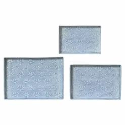 #N/A Lot de 3 plateaux décoratifs (34 x 24 cm) Fleurs d'Ésmée Bleu Hot