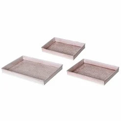 #N/A Lot de 3 plateaux décoratifs (34 x 24 cm) Fleurs d'Ésmée pâle Rose Best