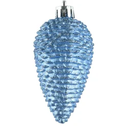 KAEMINGK Lot de 6 pommes de pin à suspendre (H8 cm) Alpine Bleu Ciel Hot